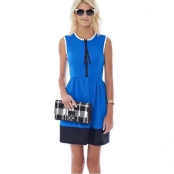 KATE SPADE NY Colorblock Scuba Dress Dive Right In Ocean Blue Sleeveless 10 M - Picture 9 of 10